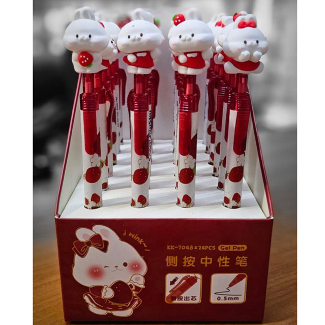 

[COD] Pen Kuki Klik Erasable Motif Kelinci Stawberry
