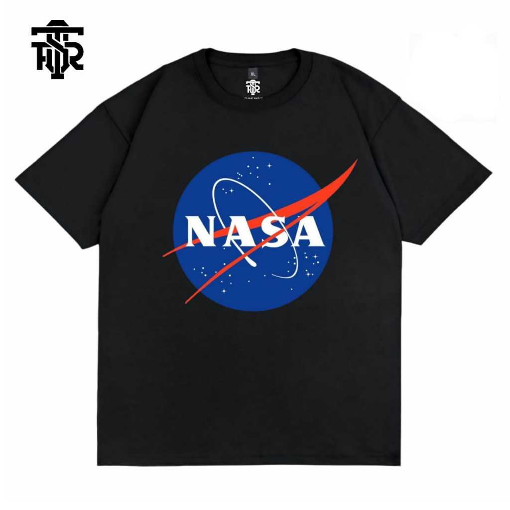 Tshirt Baju Kaos Distro Pria Wanita  Cotton Combed 24s Nasa Black Tees Firasat Merch