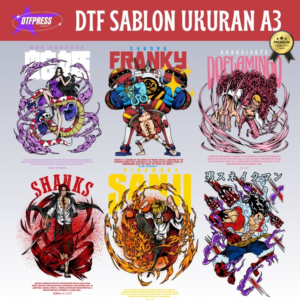 Sablon Dtf sablon setrika A3 Tema anime one piece - dtfpress