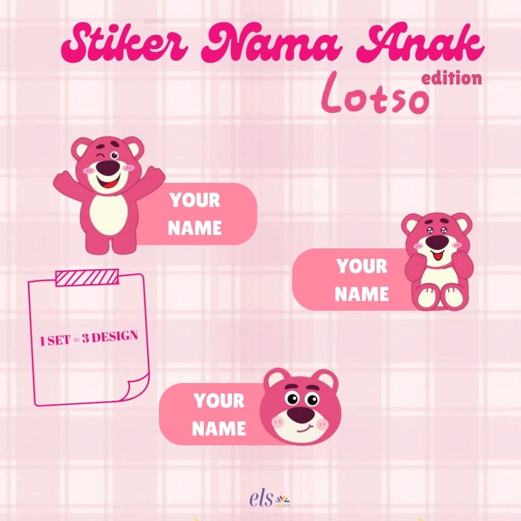

Stiker Label Nama Anak Custom Premium Quality Print Karakter LOTSO Strawberry Bear Beruang Sticker Pack Waterproof Oilproof Promo Termurah Bandung Ready