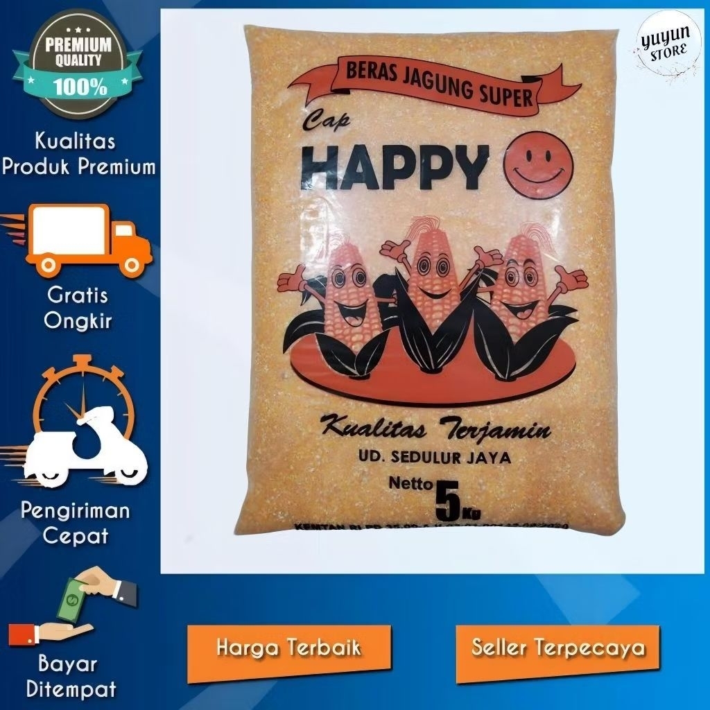 

Beras Jagung Happy Berkualitas 2,5Kg - 5kg