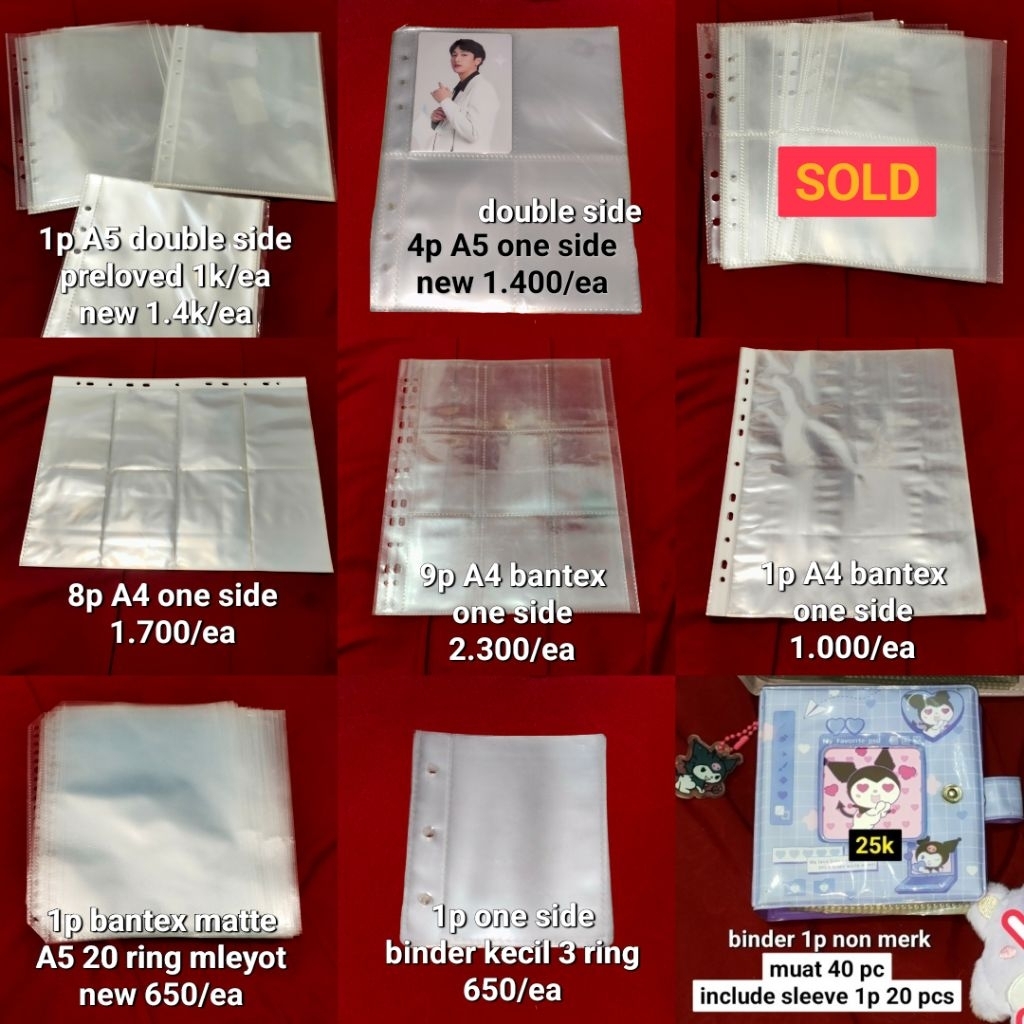 [ wajib co layanan ] PRELOVED NEW SLEEVE BINDER A5 A4 MINI ONE DOUBLE SIDE 1P 2P 4P 8P 9P BANTEX