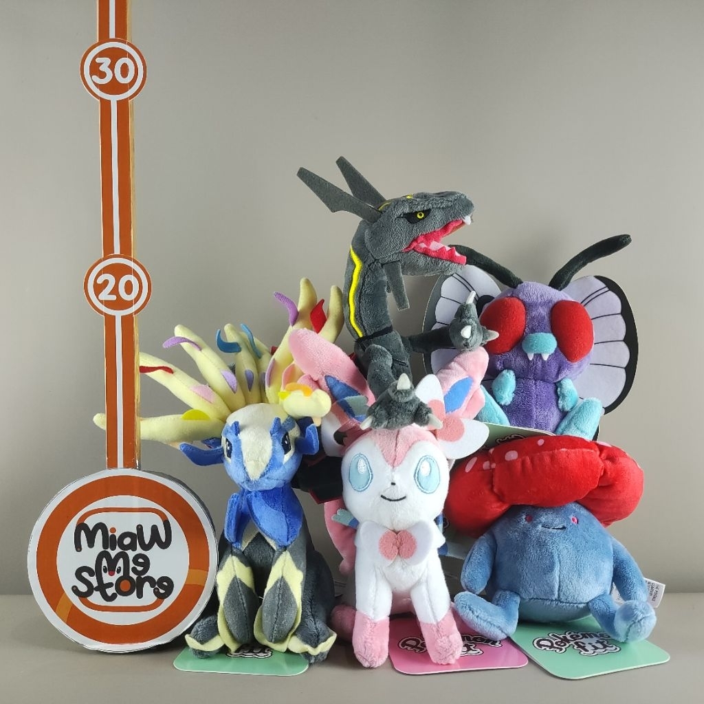 BARU Boneka Pokemon FIT Sylveon Xerneas Butterfree Vileplume Shiny Rayquaza Original Pokemon Center 