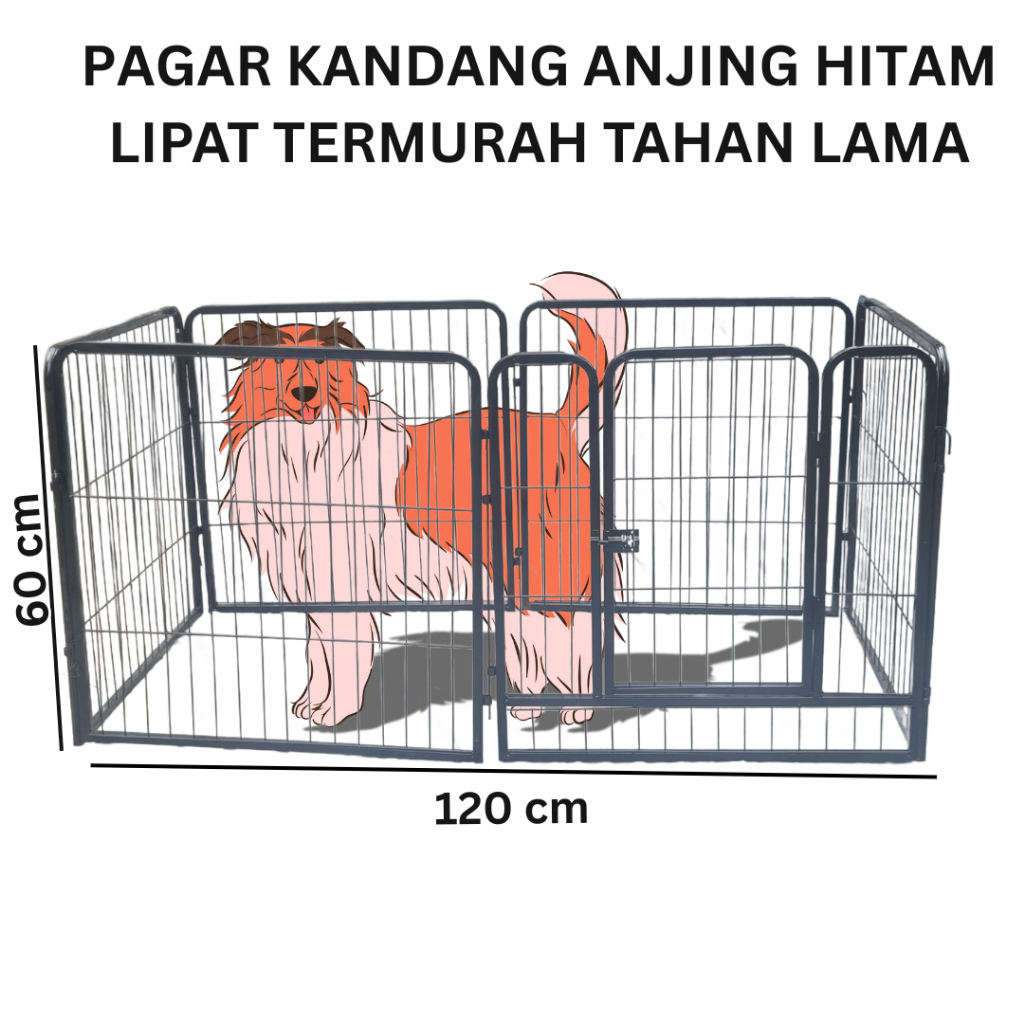 Pagar Kandang Anjing Lipat Panjang 120 cm Tinggi 60 cm