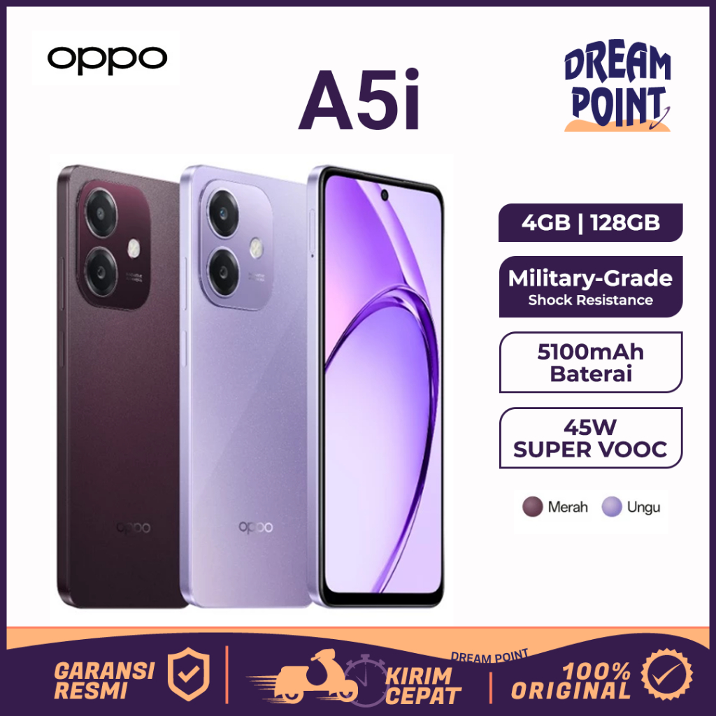 OPPO A5i 4GB/128GB Terbaru Handphone Android Murah HP 1 Jutaan Terbaik 2025 HP Murah Original 100%