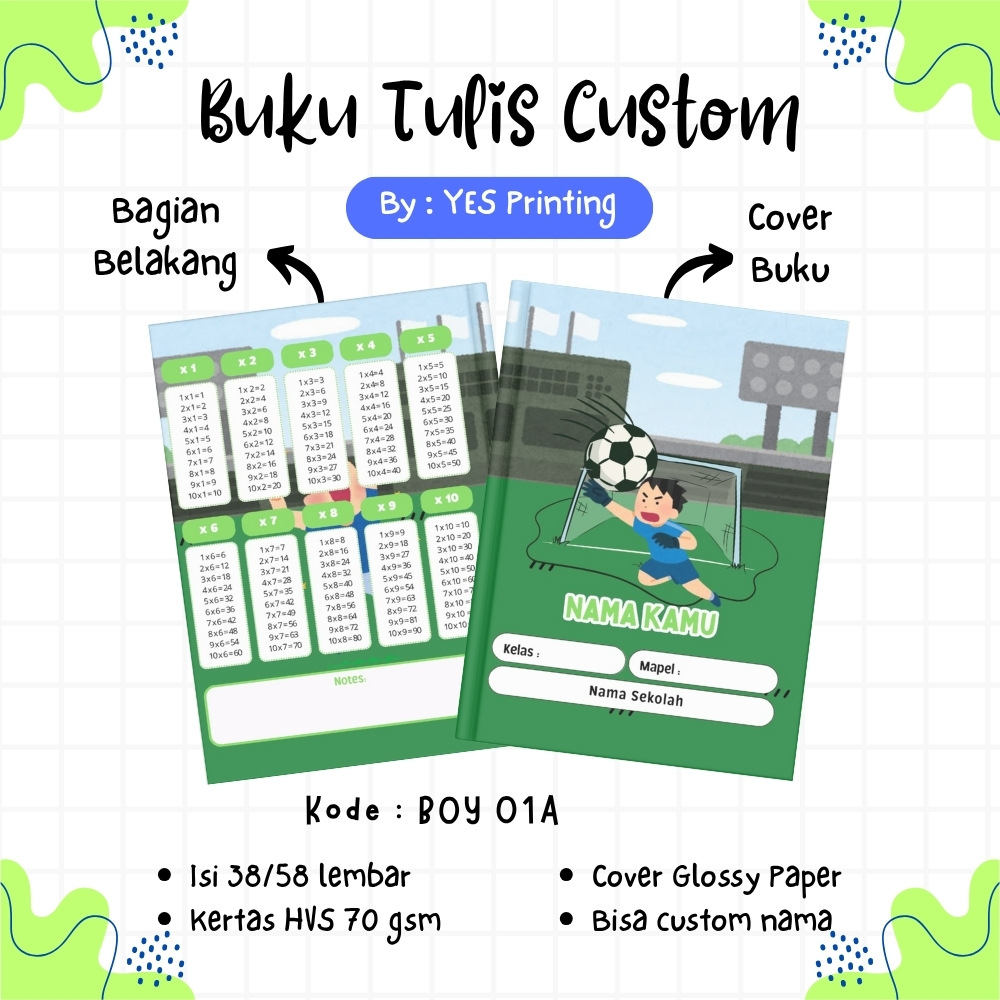 

CUSTOM | BUKU TULIS ANAK VIRAL KEKINIAN UNTUK LAKI-LAKI | BOY |