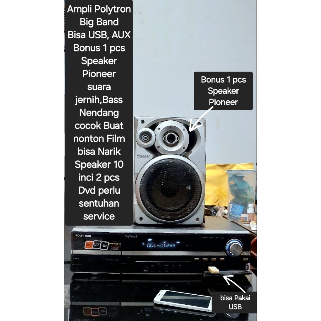 Ampli Polytron Big Band suara di hasil kan vokal Jernih, Bass NendangCuma Bisa USB dan AUX saja( Bel
