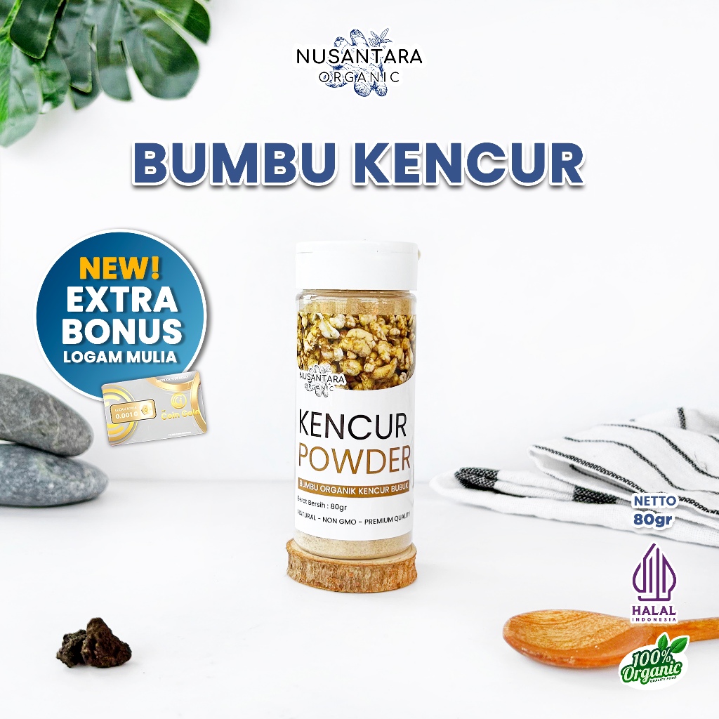 

Nusantara Organic Kencur Bubuk Organik Murni Tanpa Campuran Seasoning Powder Spice Alami 80gr