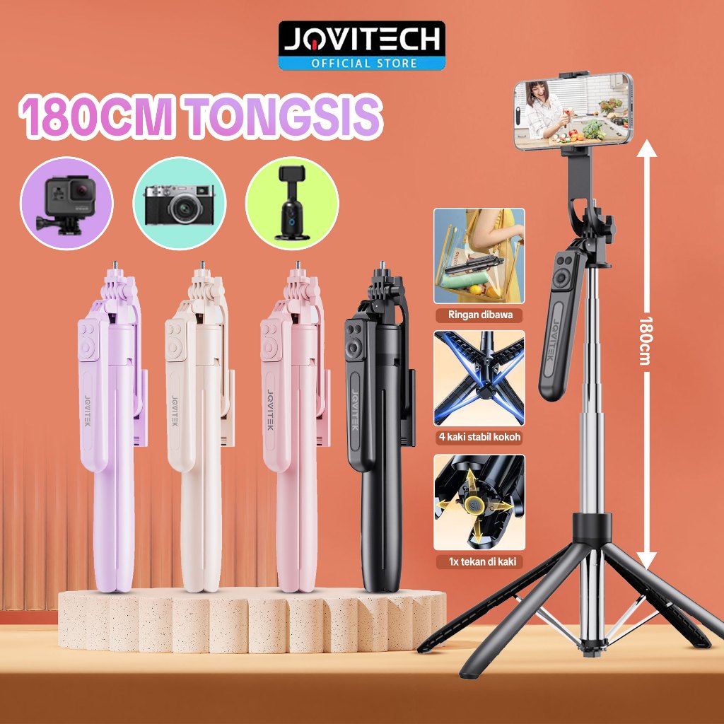 Jovitech TR16S Tripod 4 In 1 Bluetooth Tongsis Selfie Stick Fill Light 1.8M Tongsis Tripod Remote To