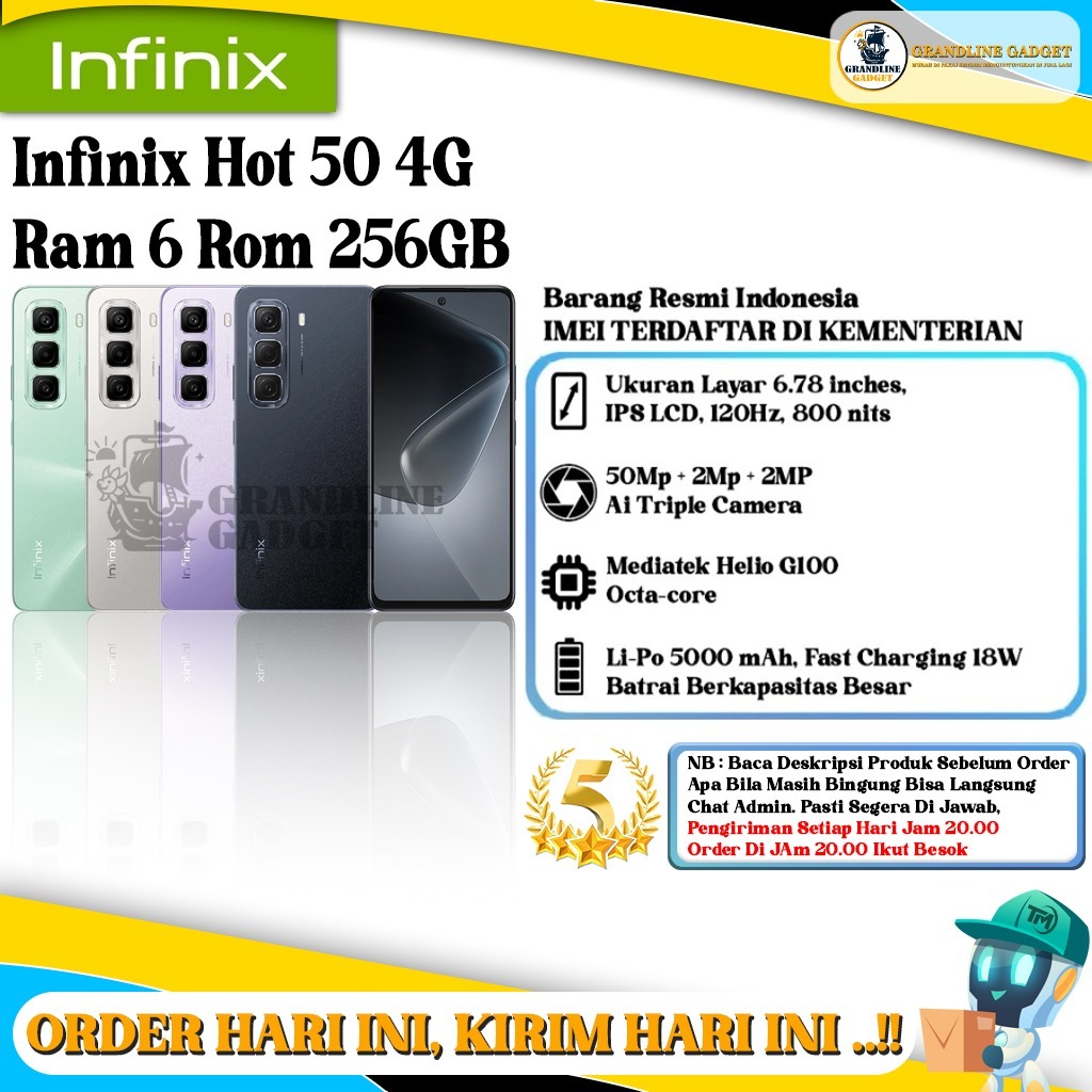 Infinix HOT 50 4G RAM 6GB ROM 256GB / RAM 8GB ROM 128GB / 5G 6GB 256GB