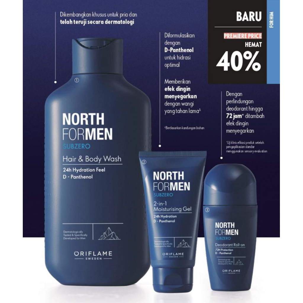 North For Men Subzero Hair & Body Wash - North For Men Subzero Moisturizer Gel - North For Men Deodo