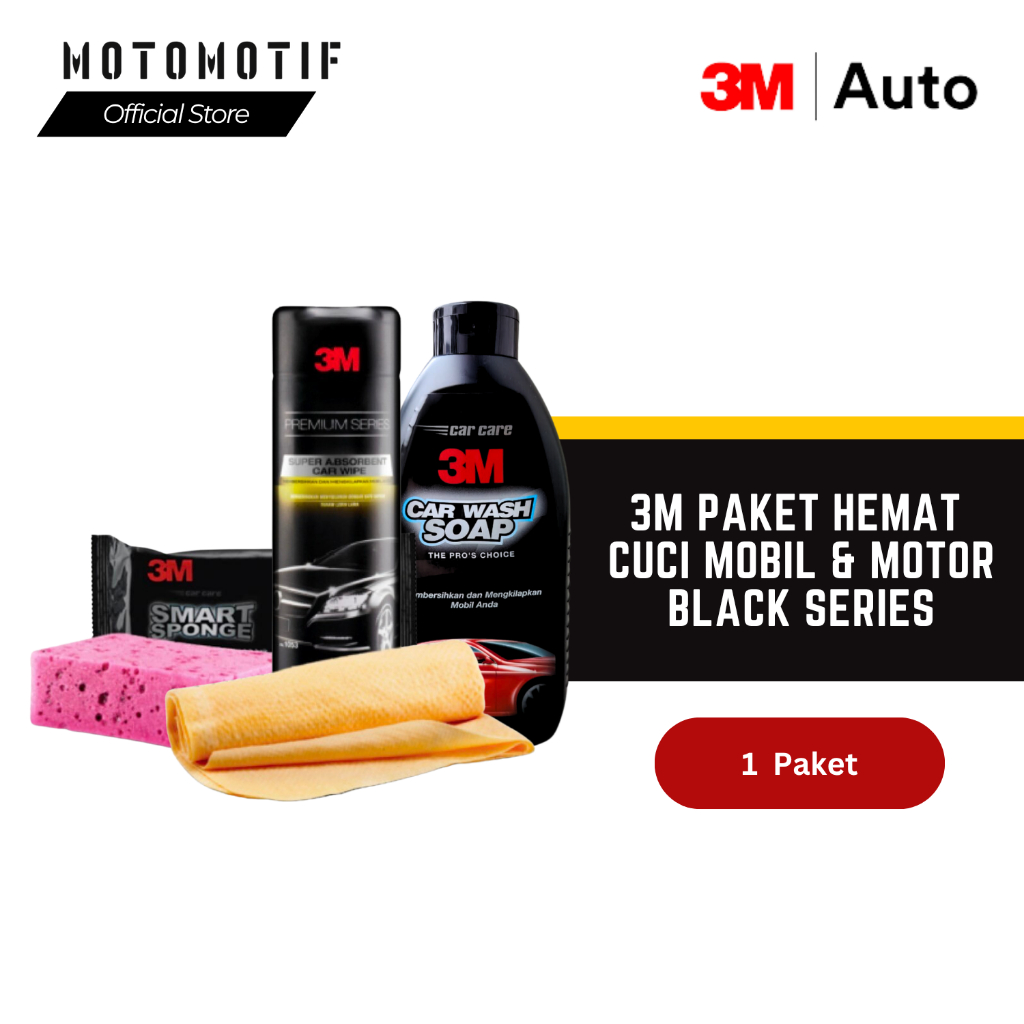 3M Auto Paket Hemat Cuci Mobil - Lap, Sponge, Sabun, Shampo Cuci Mobil