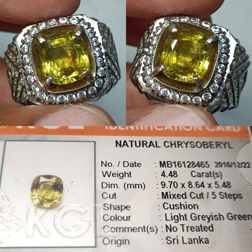 NATURAL CHRYSOBERYL SRILANKA KGL LAB