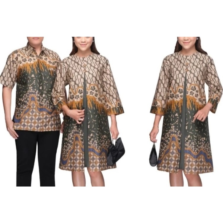Set Couple Tunik Batik Hijau Seragam Tunik Couplean Sarimbit Tunik Hijau