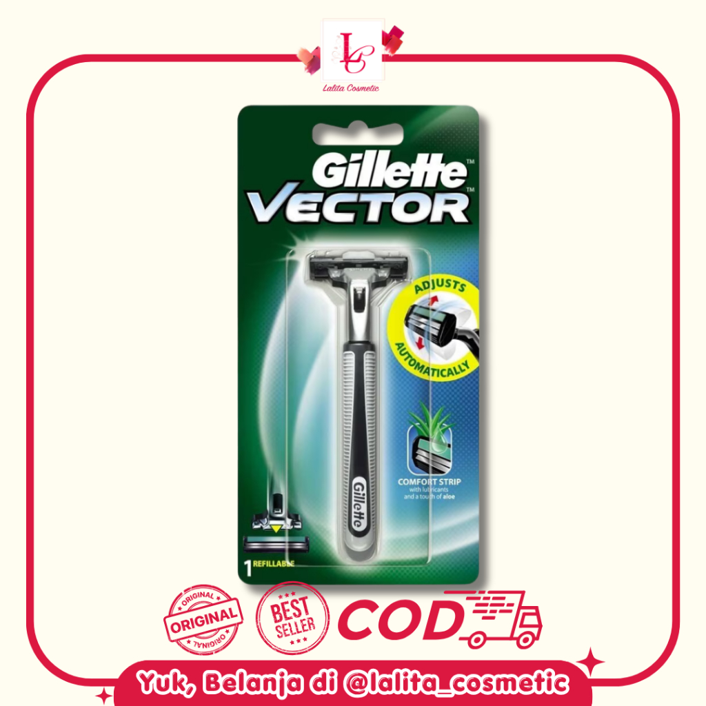 GILLETTE VECTOR 1S REFILLABLE - CUKUR JENGGOT | RAZOR | PISAU CUKUR