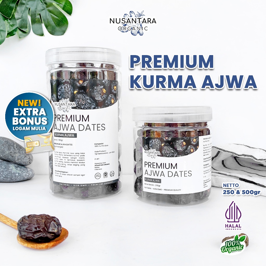 

Nusantara Organic Kurma Ajwa Madinah Crown Dates Manis Lembut Super Asli Grade A