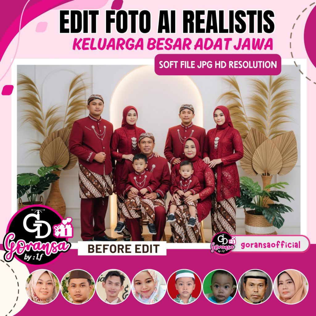 JASA EDIT FOTO AI, MENGGABUNGKAN FOTO TERPISAH, MENGGANTI WAJAH & BADAN, FOTO KENANGAN ORTU/ FOTO KE
