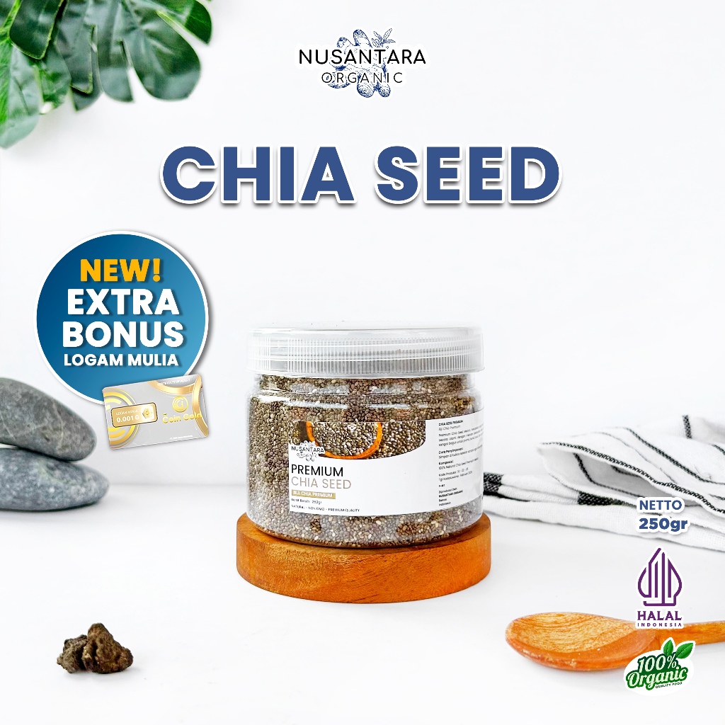 

Nusantara Organic Chia Seed Asli Black Organik Murni Biji Sehat Tanpa Campuran Terbaik 250gr