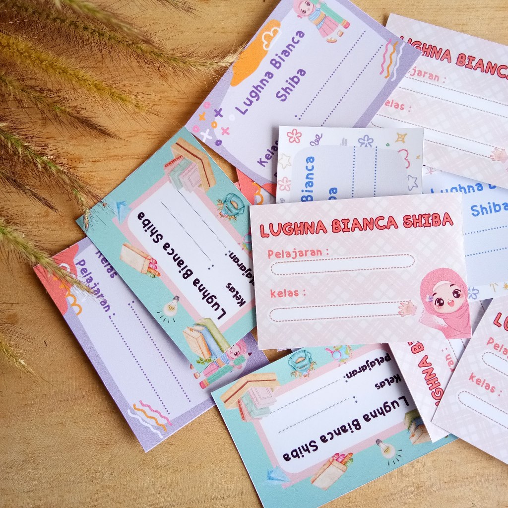 

Stiker label buku, bisa custom nama lucu