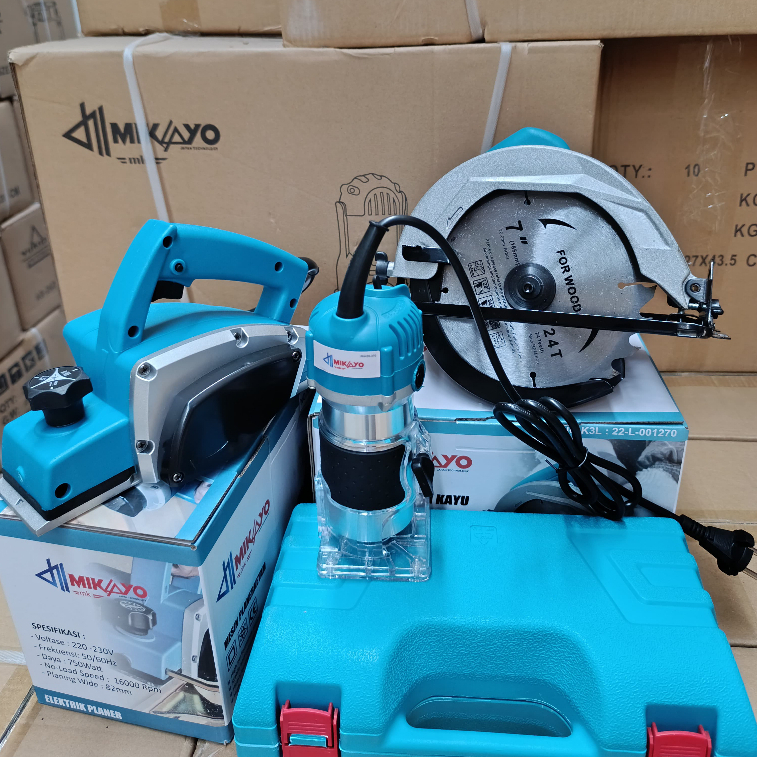 PAKET TUKANG KAYU MURAH BISA COD  Mesin Trimmer / Profil KAYU + Mesin Serut KAYU + Mesin Circular Sa