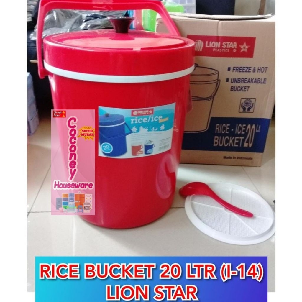 Rice Bucket 20 Liter Lion Star / Tempat Nasi 20 Liter / Tempat Nasi Lion Star / Tempat Nasi Model Bu