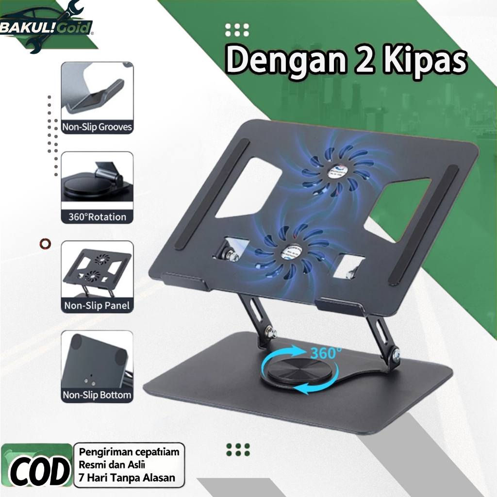 Dudukan Laptop 360 Dapat Diputar Bisa DilipatDengan 2 Kipas Laptop Stand Dudukan Laptop Portable