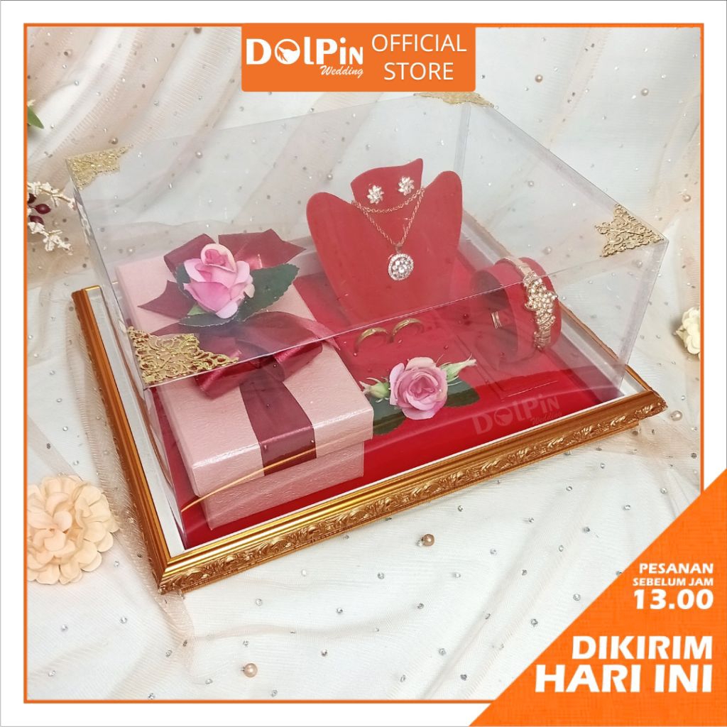 Kotak Perhiasan dan Kotak Uang Nampan Frame Seserahan/ Lamaran Tutup Mika - FUP