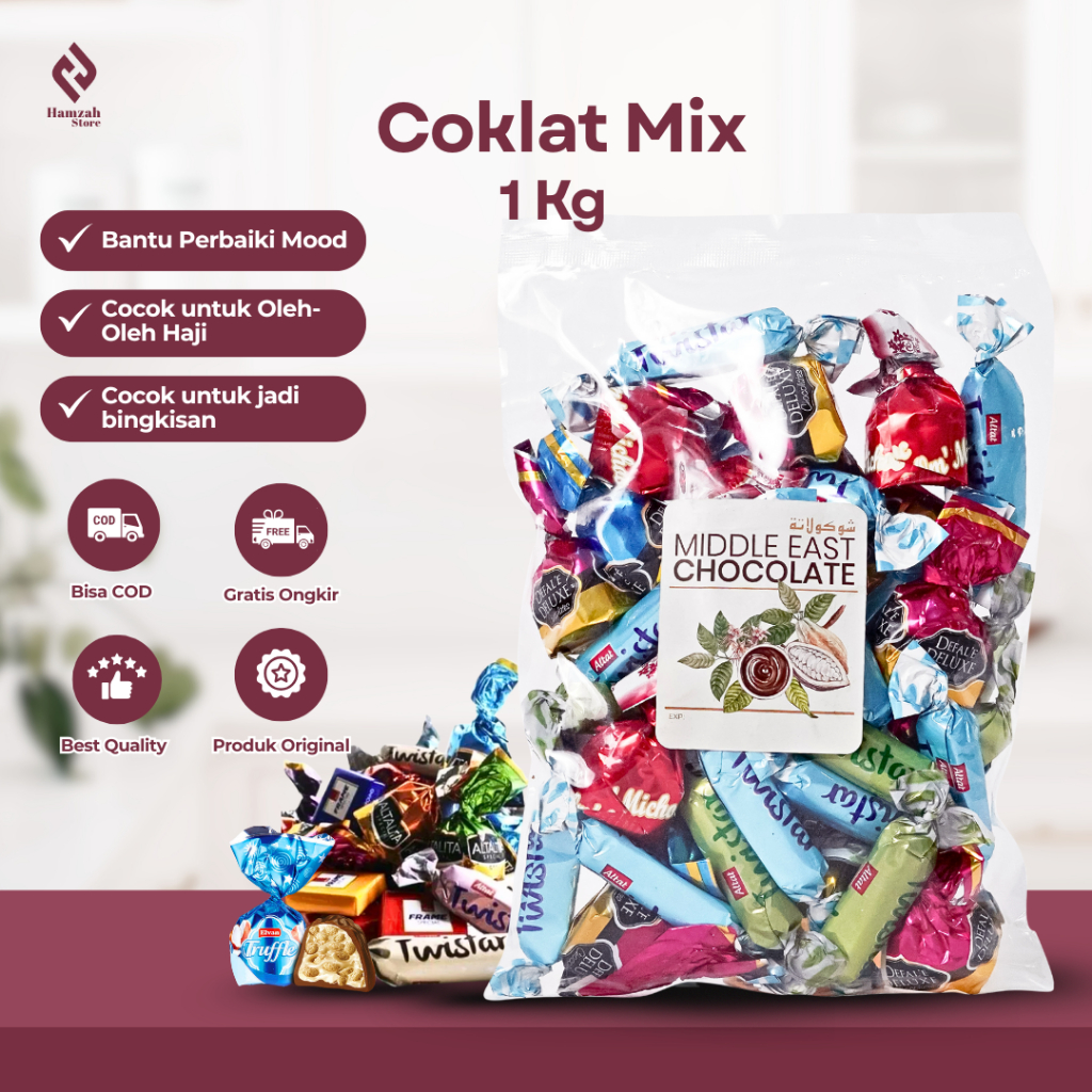 

Coklat Arab Mix 1 Kg | Coklat Best Quality Oleh Oleh Haji dan Umroh