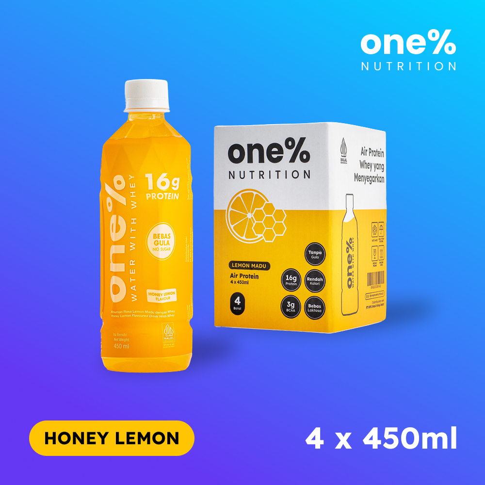 

one% Nutrition - Protein Water 450ml | Honey Lemon 4 Bottle Set