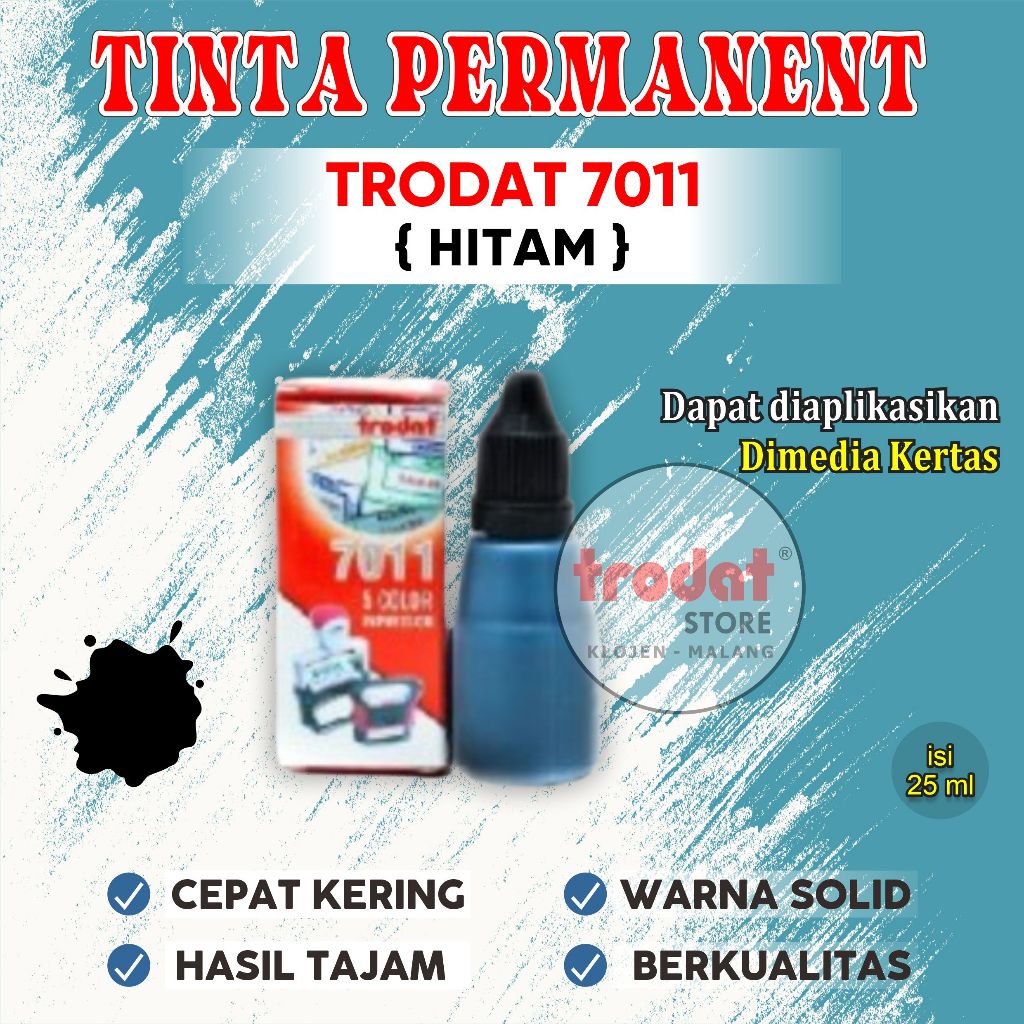 

Tinta Trodat 7011 BLACK / Warna HITAM / Refil tinta Trodat Original
