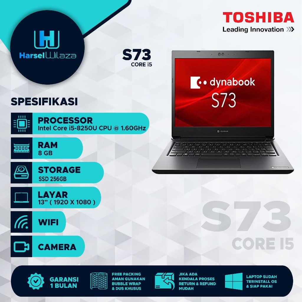 Laptop Slim Murah Toshiba S73 Core i5 Gen 8