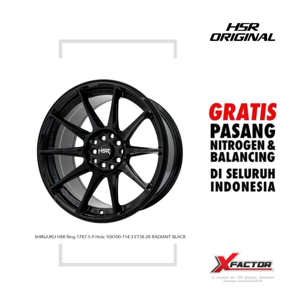 VELG MOBIL HSR R17 HSR SHINJUKU R17X7,5/9 H10X100-114,3 ET38/28 RADIANT BLACK