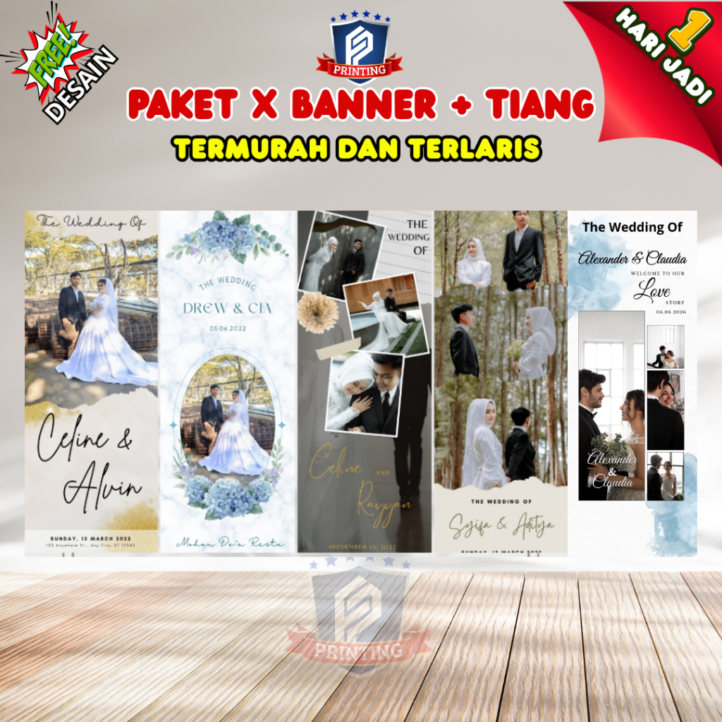X BANNER + TIANG ACARA WEDDING PROKES ENGAGEMENT