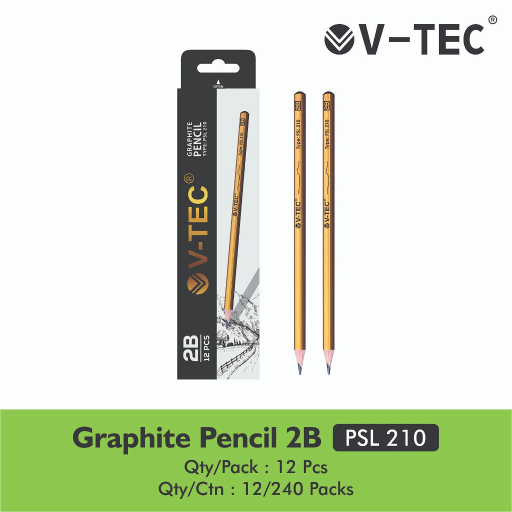 

(1 PACK 12 PCS) PENSIL 2B V-TEC PSL 210 / VTEC PSL210 PENCIL KAYU PENA ORIGINAL MENULIS GRAPHITE MENGGAMBAR SKET SKETCH ANAK ALAT TULIS SEKOLAH KULIAH ATK KANTOR STATIONERY MURAH / MITRA ABADI KATALOG JOGJA