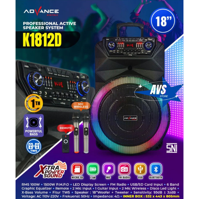 ADVANCE PORTABLE SPEAKER TROLEY 18INCH K-1812 D