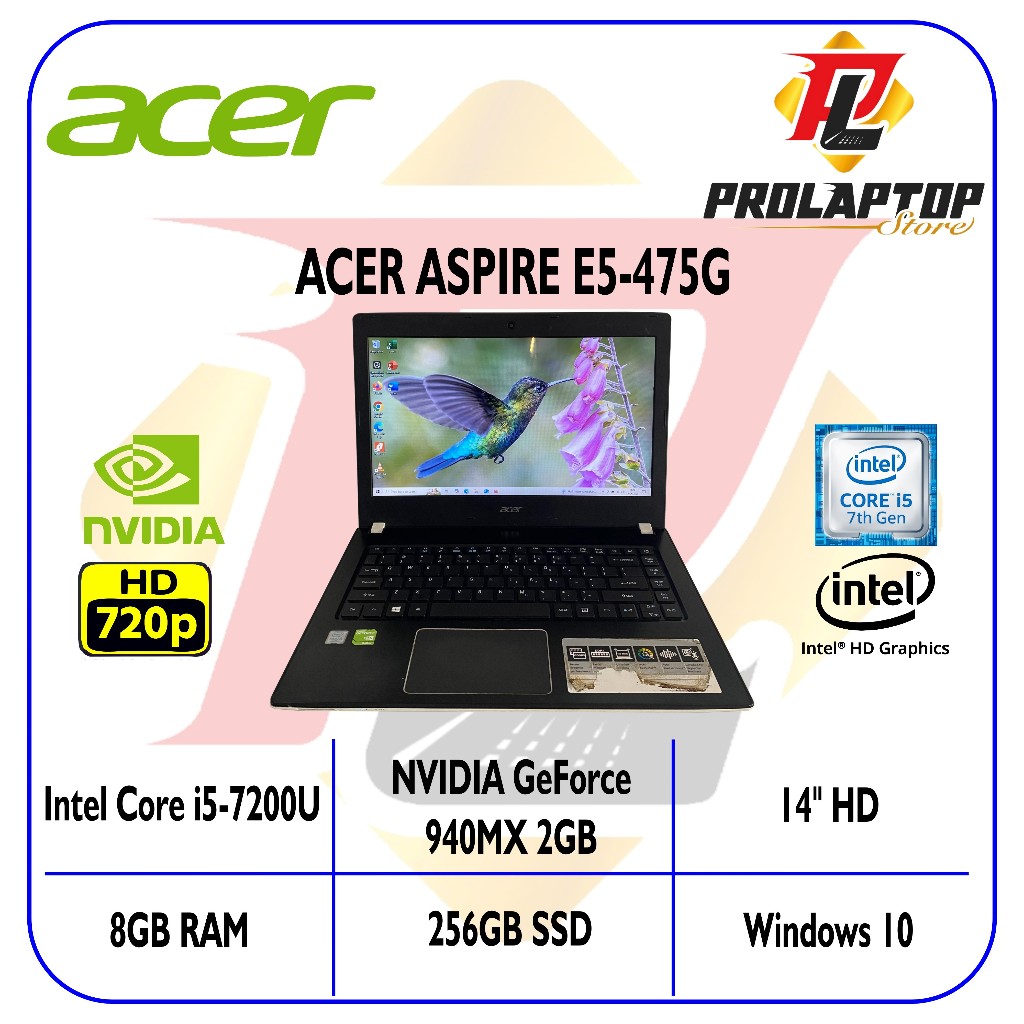 Acer Aspire E5-475G Core i5-7200U NVIDIA GeForce 940MX RAM 8GB SSD 256GB