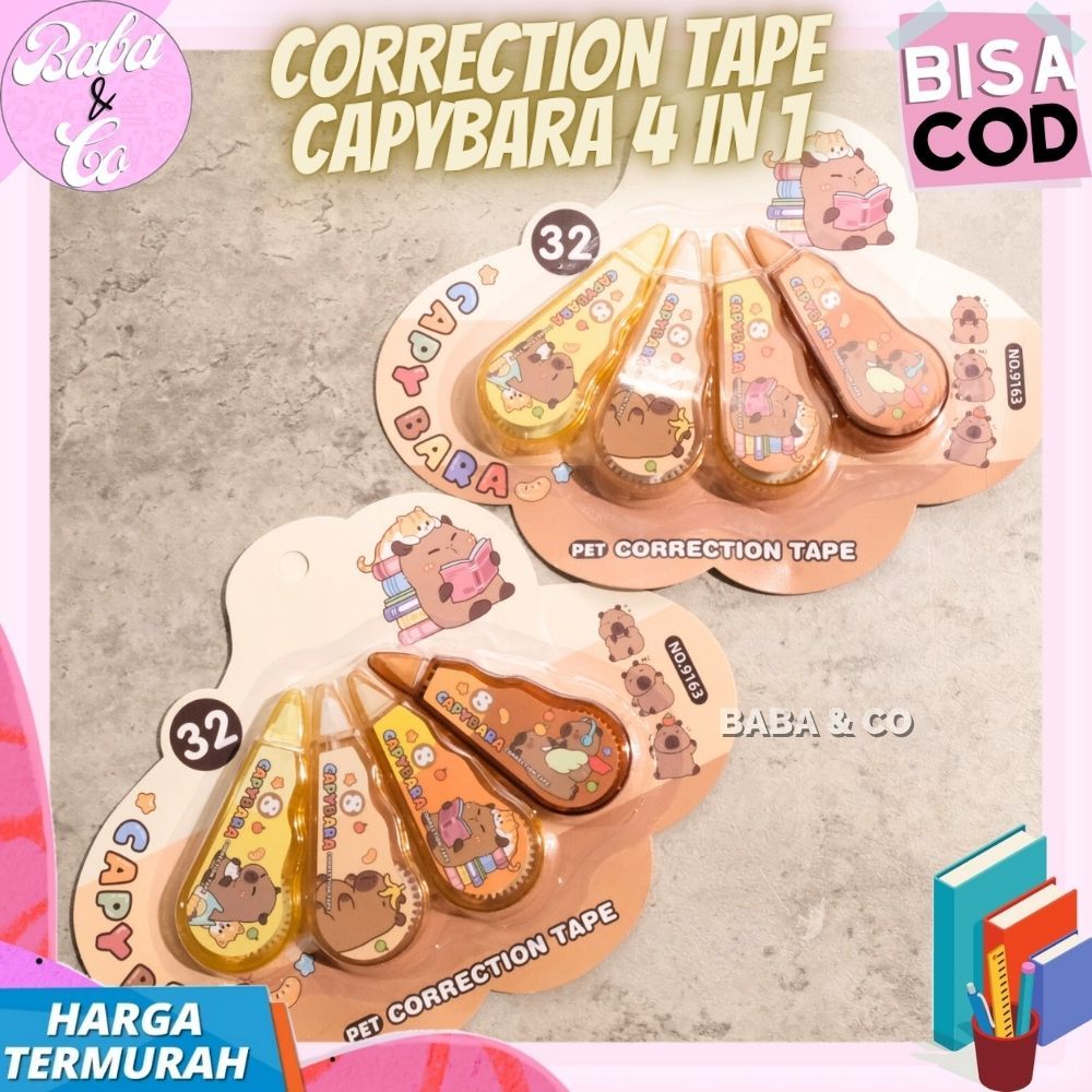 

CORRECTION TAPE CAPYBARA 4 IN 1 TIP EX PITA CAPYBARA 1 SET 4pcs LUCU UNIK TIP X KERING CAPYBARA IMUT SET 4pcs CORTAPE CAPYBARA KAPIBARA COD