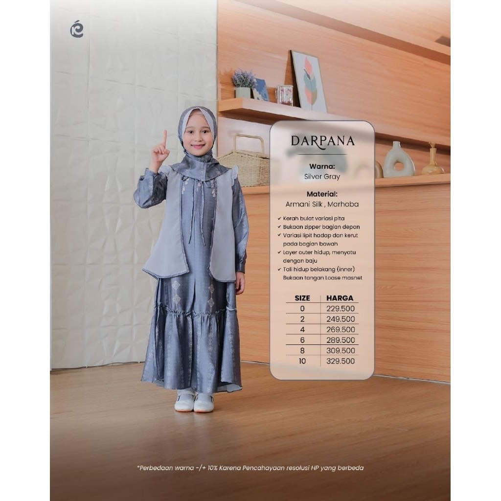 Gamis Anak Terbaru Keke Darpana Series Silver Grey/Abu/Gamis Terkini/Gamis Kekinian/Gamis Lucu