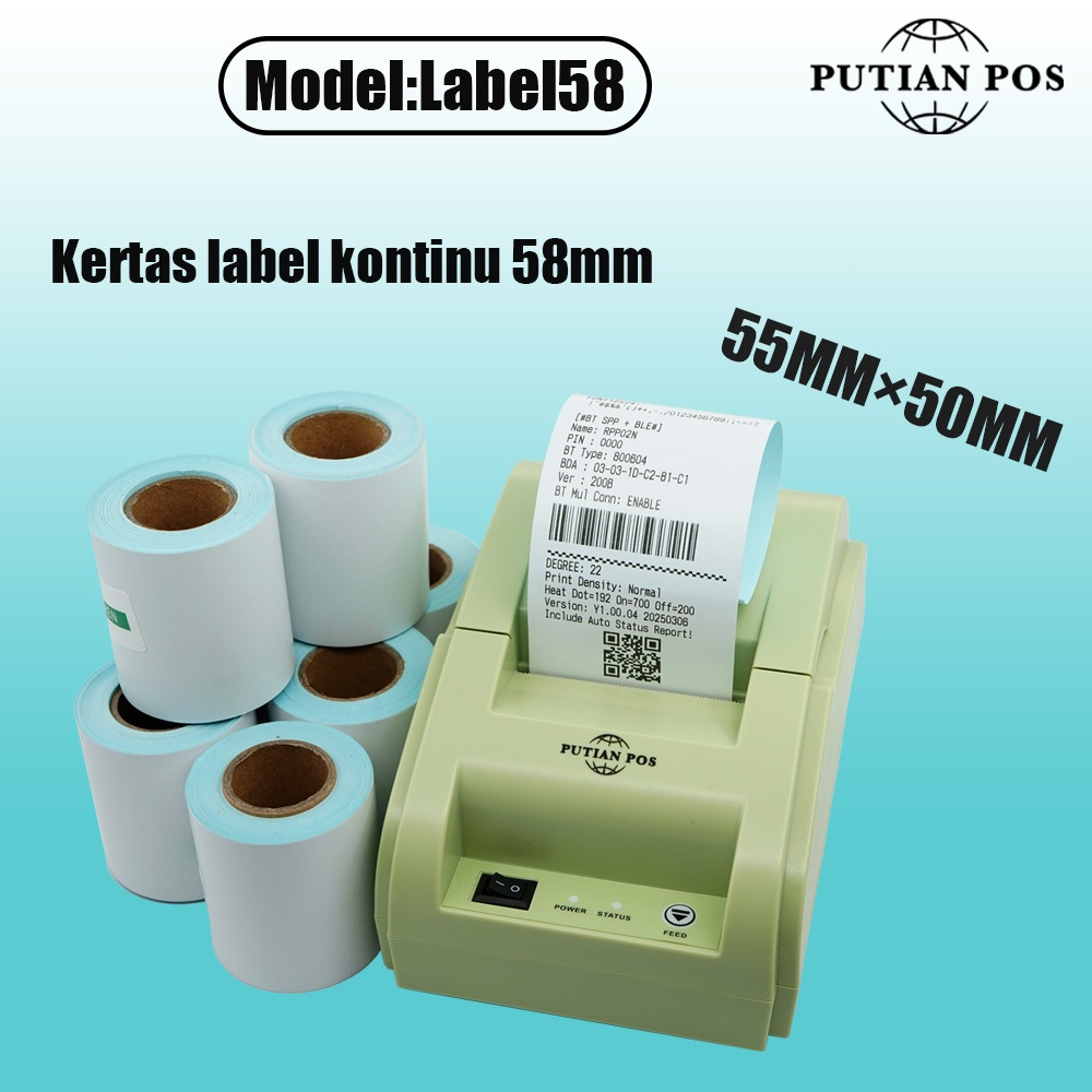 

LANTIAN POS Stiker Label Berkelanjutan 55×50mm Stiker Label Termal Kertas Termal untuk Printer Termal