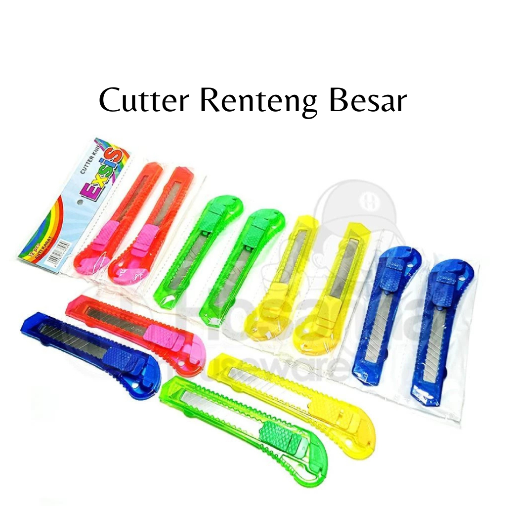 

12buah Pisau Cutter Renteng Besar Bening / Pisau Cutter Renteng