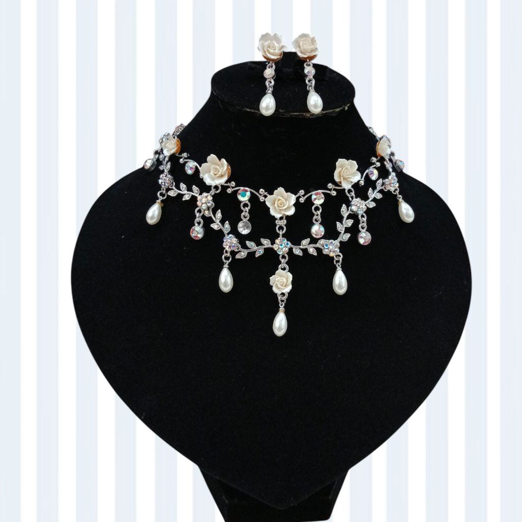 Perhiasan Pesta 1 Set Kalung Mahkota dan Anting - Aksesoris Pesta