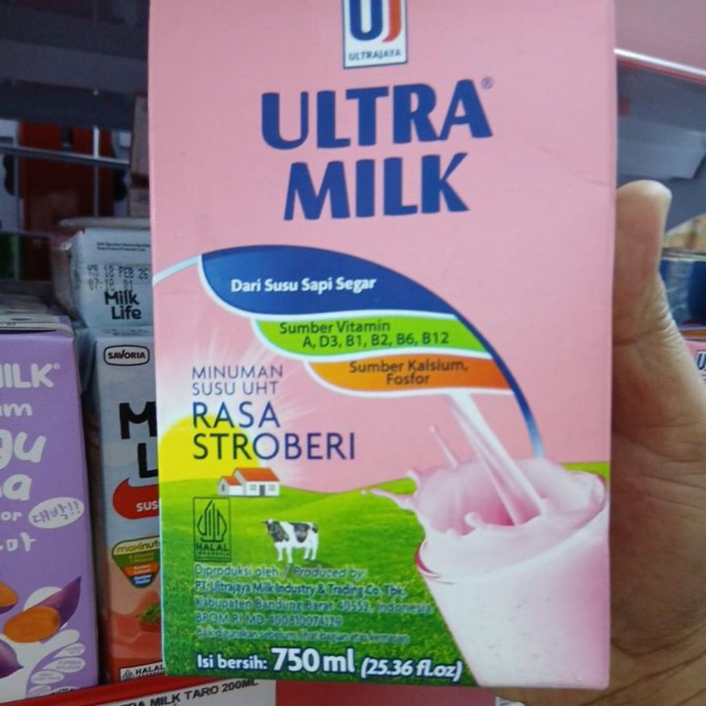 

Ultra milk susu sapi rasa strawbery 750ml