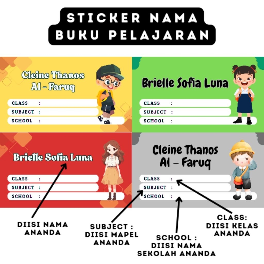 

Sticker Label Buku Pelajaran Sticker Label Buku Sekolah / Sticker Custom Nama