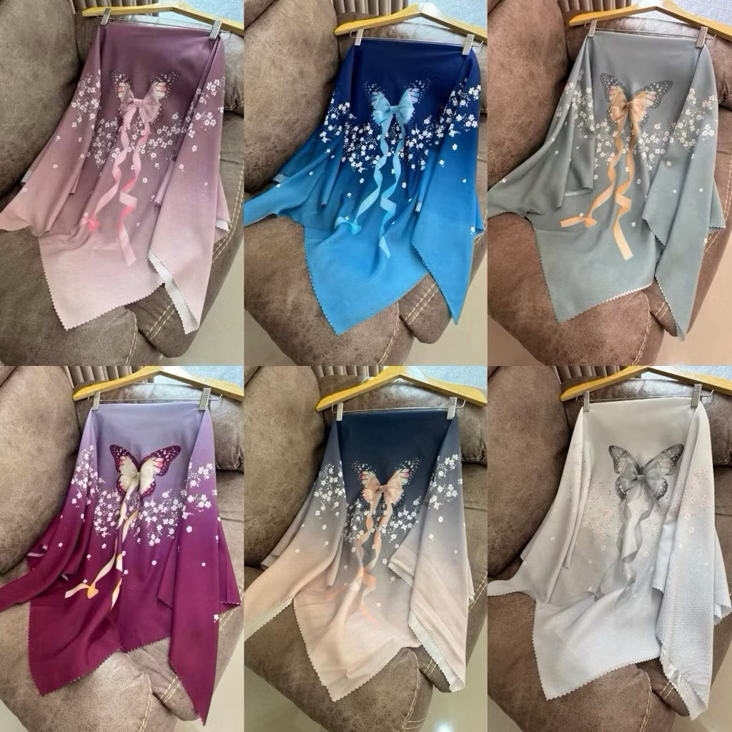 HIJAB SEGI EMPAT GRADASI RIBBON SERIES TERBARU JILBAB SEGI EMPAT OMBRE GRADASI VOAL LASERCUT PREMIUM