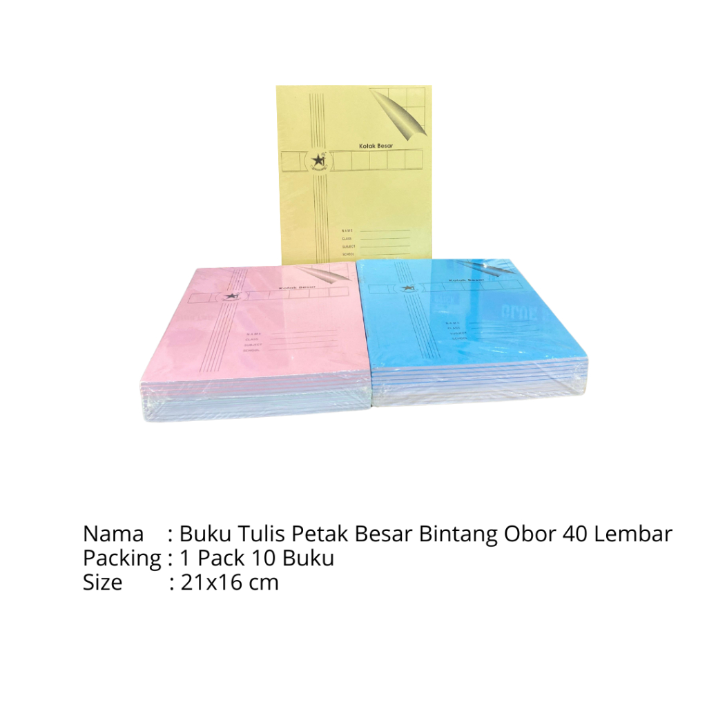 

Buku Tulis Petak Kotak Besar Bintang Obor 40 Lembar (10 buku)