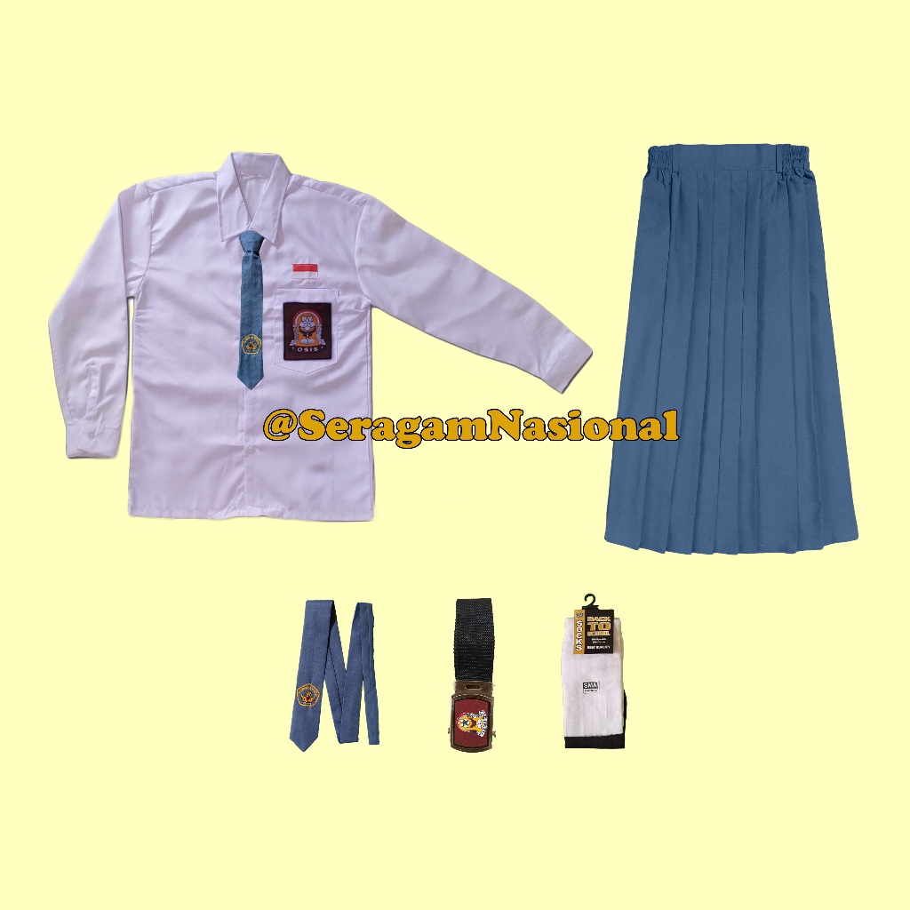 SET SERAGAM SMA PEREMPUAN BAJU PANJANG ROK PANJANG