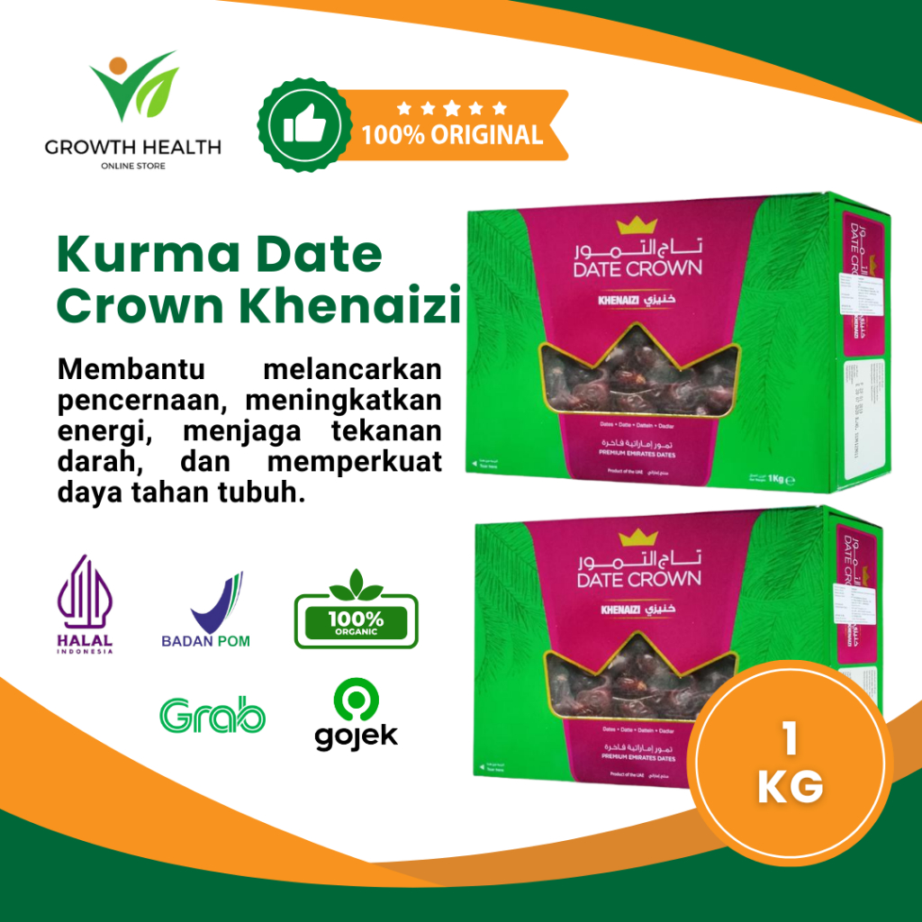 

Kurma Date Crown Premium Khenaizi 1 kg | DateCrown | Dates Crown