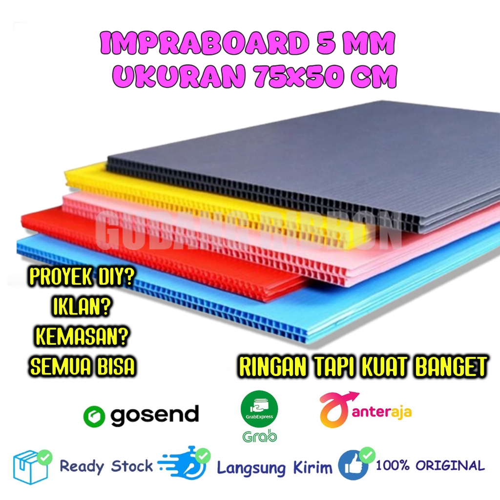 

Impraboard PP Corrugated 5mm Ukuran 75x50cm Lembaran Tebal Ringan untuk Packaging DIY Tanaman