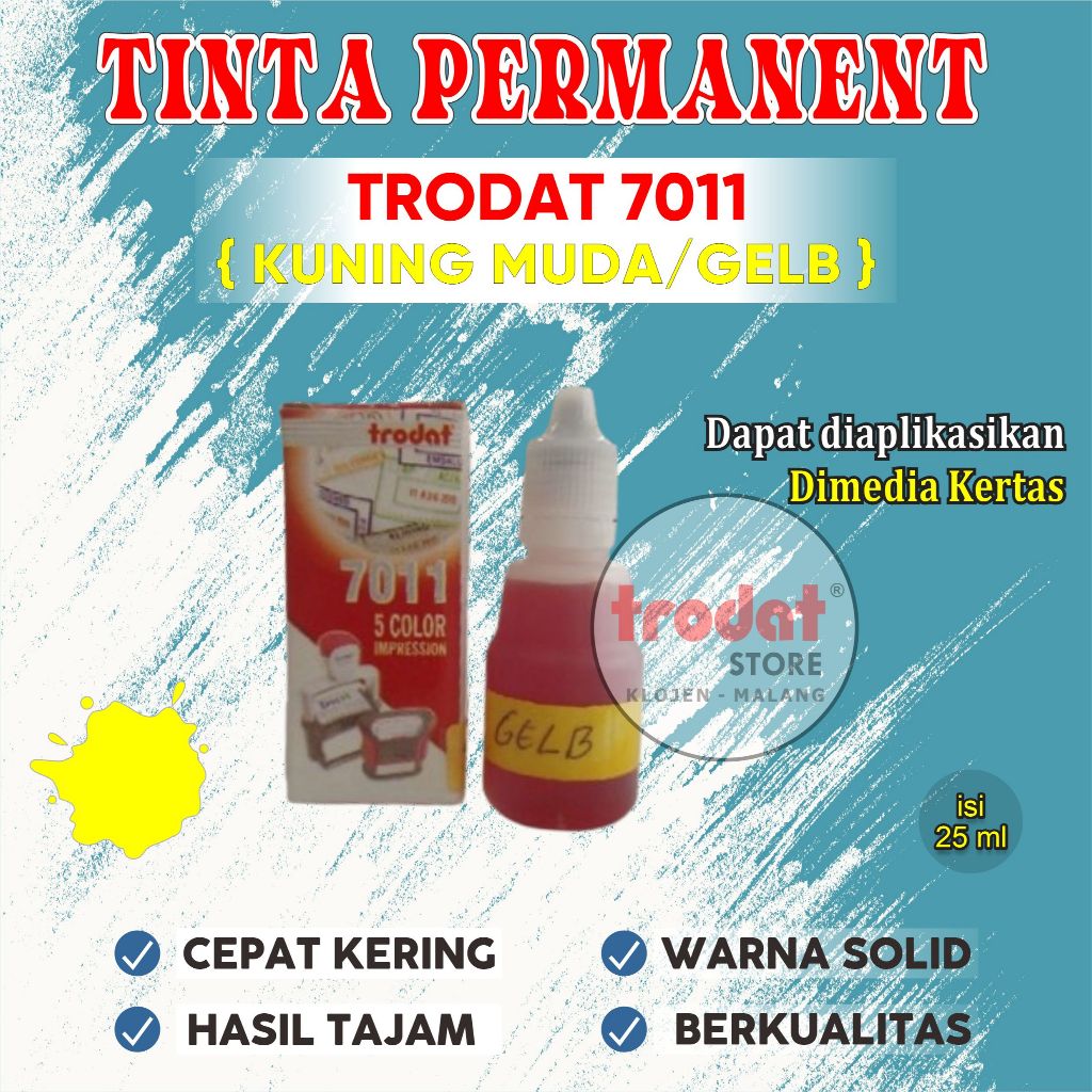 

Tinta Trodat 7011 GELB / Warna KUNING MUDA / Refil tinta Trodat Original
