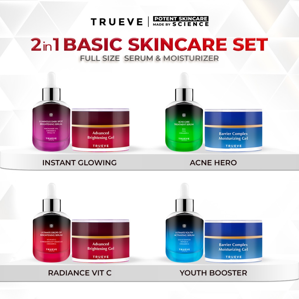 [FULL SIZE - 2PCS] Paket Skincare Lengkap: Serum 15ml & Moisturizer Gel 15g untuk segala jenis masal